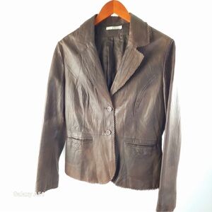 🌹Vintage Soft Leather Tailored Blazer with Notched Lapels